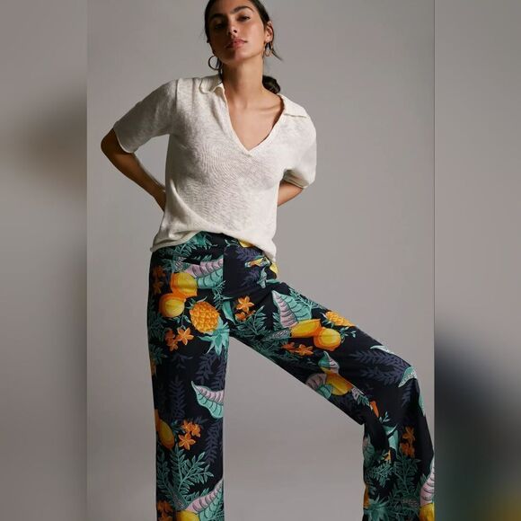 Anthropologie Maeve Escape Tropical Printed Pants Size 2 NWT - Picture 3 of 8